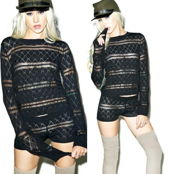 FOR LOVE & LEMONS KNITZ - Joni Knit Top - Host Pic! - Black S NWT - Picture 3 of 6